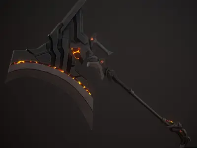 Sci-Fi Battle Axe 3 Low-poly 3D model