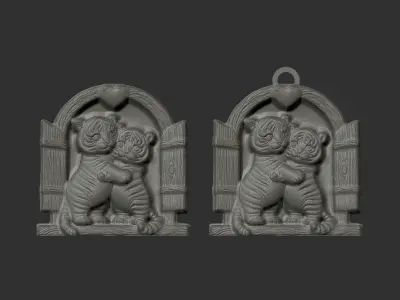 valentines day tiger window decor  3D print model