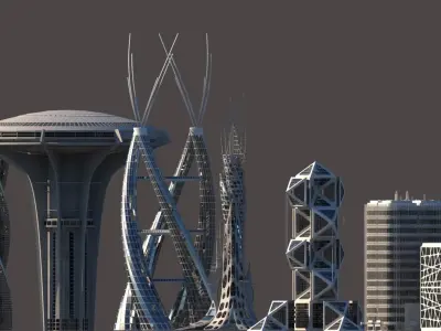 Futuristic Skyscrapers 3D model buy