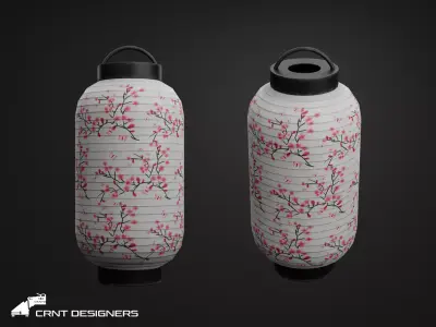 Japanese Lantern Low-poly 3D model get