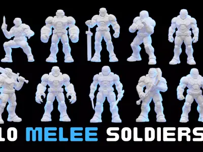 20 Printable 3D Miniatures Futuristic Soldier Sci-Fi Trooper  3D print model