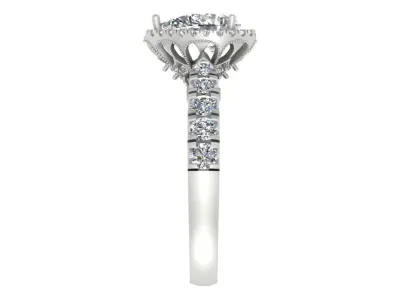 Pear-Cut Halo Diamond Engagement Ring 3D print model