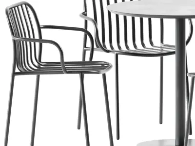 Round Dining Table by Vineko and Metis Line Armchair by TrabA 3D model