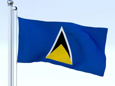 Animated Saint Lucia Flag Low-poly 3D model