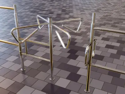 Turnstile 3D model animated subdivision Supermarket museum Low-poly 3D model