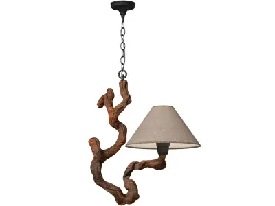 Rustic style pendant ceiling lamp natural wood driftwood  3D model