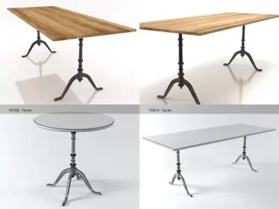 Gloria table with different legs and tops 3D model