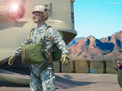  Military Parachute Equipped Soldier Green 