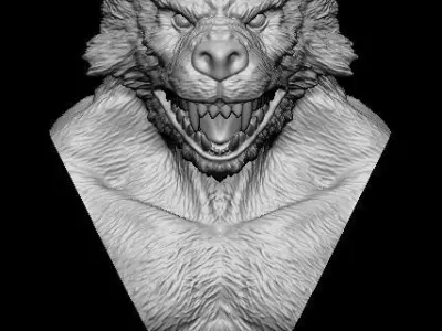 Werewolf wolf head 3D print model