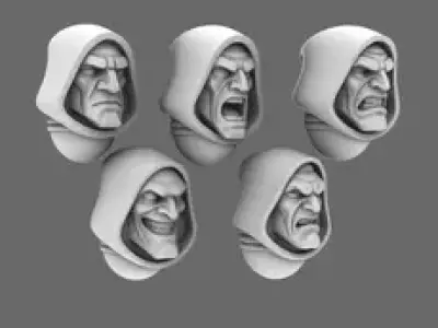 Space Knights V10 Hooded Exposed Heads Type A 3D print model