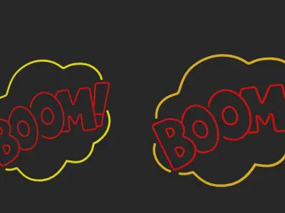 Neon Boom bomb sign p1 Low-poly 3D model