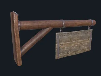 Wooden Signboard Low-poly  Low-poly 3D model