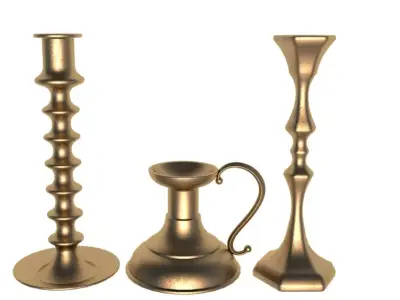 Antique candlestick collection 3D model