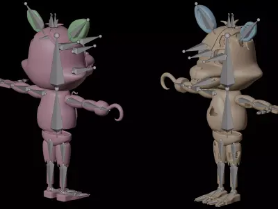 Foxy Reimagined A Stylized 3D Animatronic For SFM Low-poly 3D model