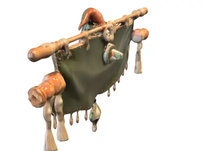 Fantasy Gnome Wall Banner Low-poly 3D model