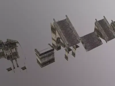 Stairs Museum Stone Pack Low-poly 3D model