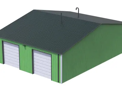Industrial Building 11 Green Low-poly 3D model