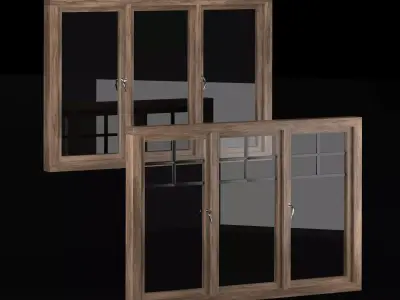 Wooden windows 3D model