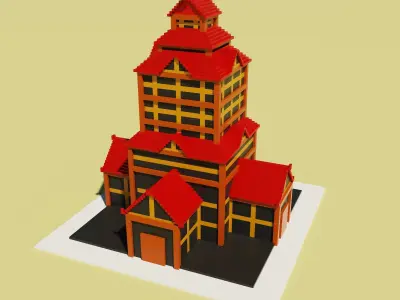 3d voxel low-poly house Low-poly 3D model
