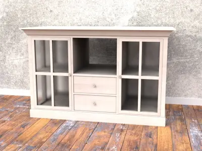 Cabinet with glass doors Low-poly 3D model