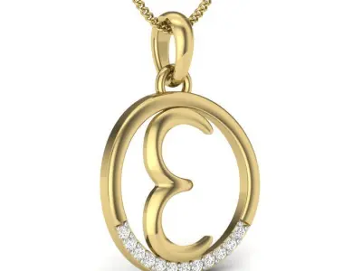Women E pendant 3dm stl render detail 3D print model