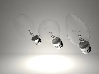 Bulbs three light in row 3D model