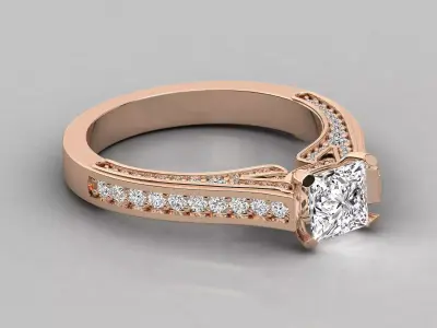 Women Light Weight Solitare Diamond Wedding Ring   5 3D print model