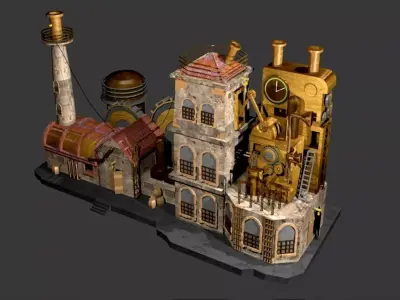 steampunk industrial factory  3D model