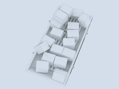 Industrial Container with cardboard boxes 3D model