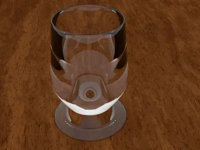Glass on wooden table 3D model