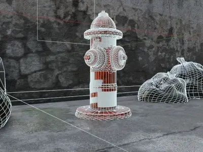 Dirty Rusty Fire Hydrant Low-poly 3D model