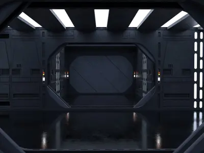 Dark Space Corridors - Sci-Fi Interior Environment 90 Piece Set 3D model