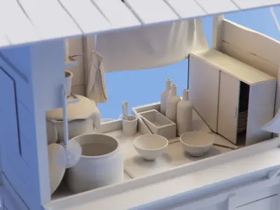 Japanese Ramen Stall Free 3D model