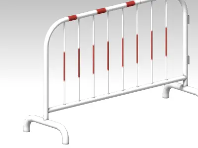 Mobile temporary road traffic barriers Low-poly 3D model