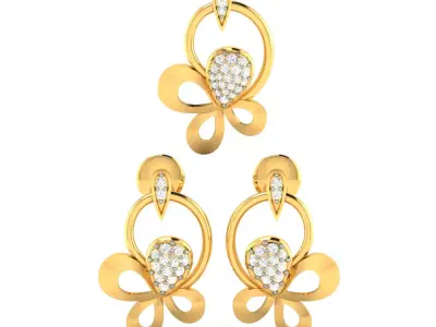 Women Pendant Earrings Set 3dm stl FBX OBJ Render Detail 3D print model order