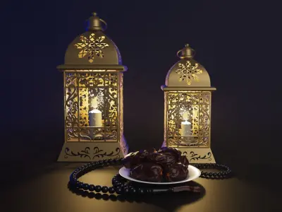 ramadan fanoos lantern islamic and dates 3D model