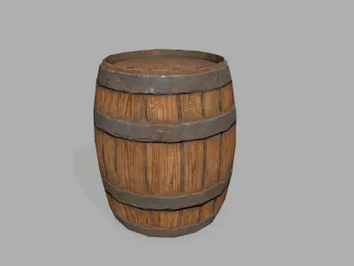 Wooden Barrel Low-poly 3D model
