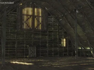  Wooden Livestock Barn and Cow 