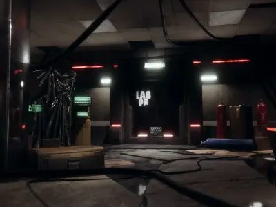 CyberPunk Laboratory-Research Center Interior Kitbash Low-poly 3D model