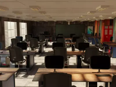School Computer Classroom Low-poly 3D model