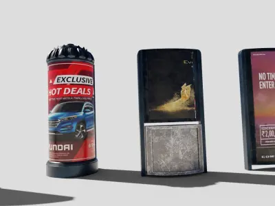 road side advertisements with 4k pbr textures Low-poly 3D model
