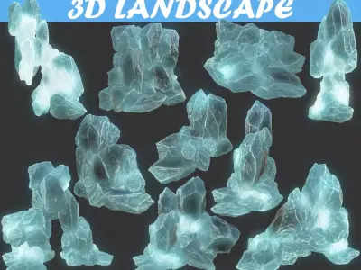Low poly formation ice-texture Low-poly 3D model