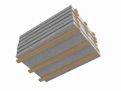 Concrete Panels On Wood Planks 3D model