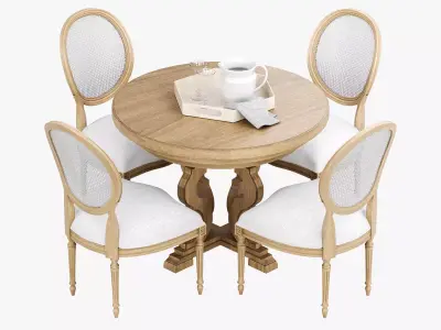 Ethan Allen Aelin Round Dining Table  Chrystiane Side Chair 3D model