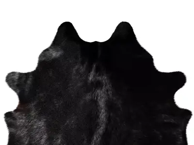 Solid Black Cowhide Rug 3D model