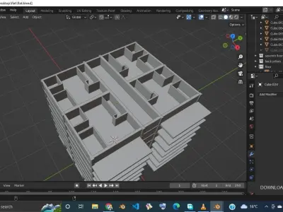 Apartment residential building with balconies 3D model