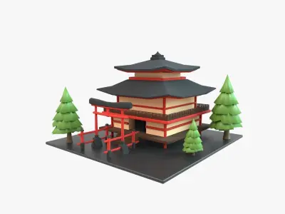 Temple Japanese 3D Illustration 3D model