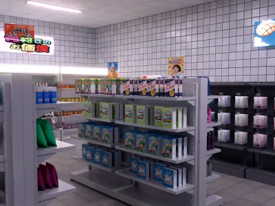 Japanese Mini Market Scene 3D model