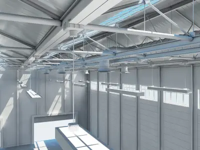Warehouse 3d Model empty with skylights 3D model