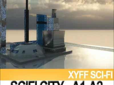 Sci Fi City Blocks Collection 3D Model Pack